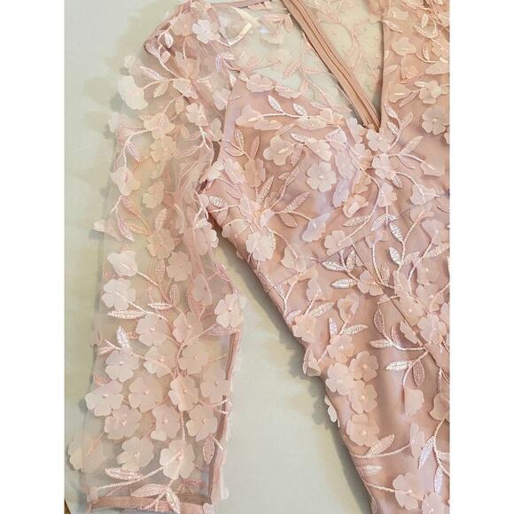 Eliza J Blush Pink 3D Embroidered Floral Appliqué Sheath Dress size 8 - Picture 8 of 8